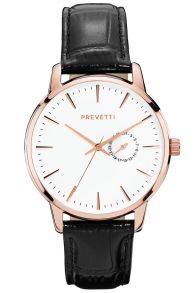 Elegant herreur med flot sort læderrem - Prevetti Hamptons PR12005
