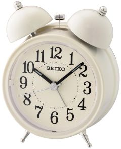 Hvidt vækkeur i klassisk design med klokkealarm - Seiko Alarm Clock QHK035C