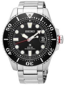 Klassisk dykkerur med sort skive - Seiko Prospex Solar Diver SNE437P1