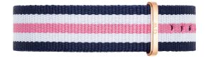 18mm nylonrem i blå, hvid og lyserød til Danel Wellington dameur- Wristband Daniel Wellington Nato Southampton Rose Lady 18mm 0706DW