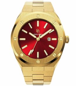 Guldfarvet herreur med metalrød urskive - Paul Rich Signature Sultan's Ruby PR68