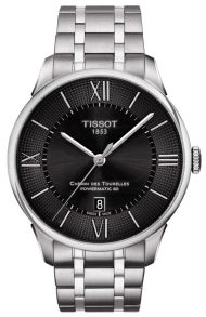 Tissot herreur med stållænke og sort urskive - Tissot Chemin Des Tourelles Automatic Gent T099.407.11.058.00