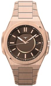 Zinvo Rival Rose Gold Sapphire + Brown Rubber Strap