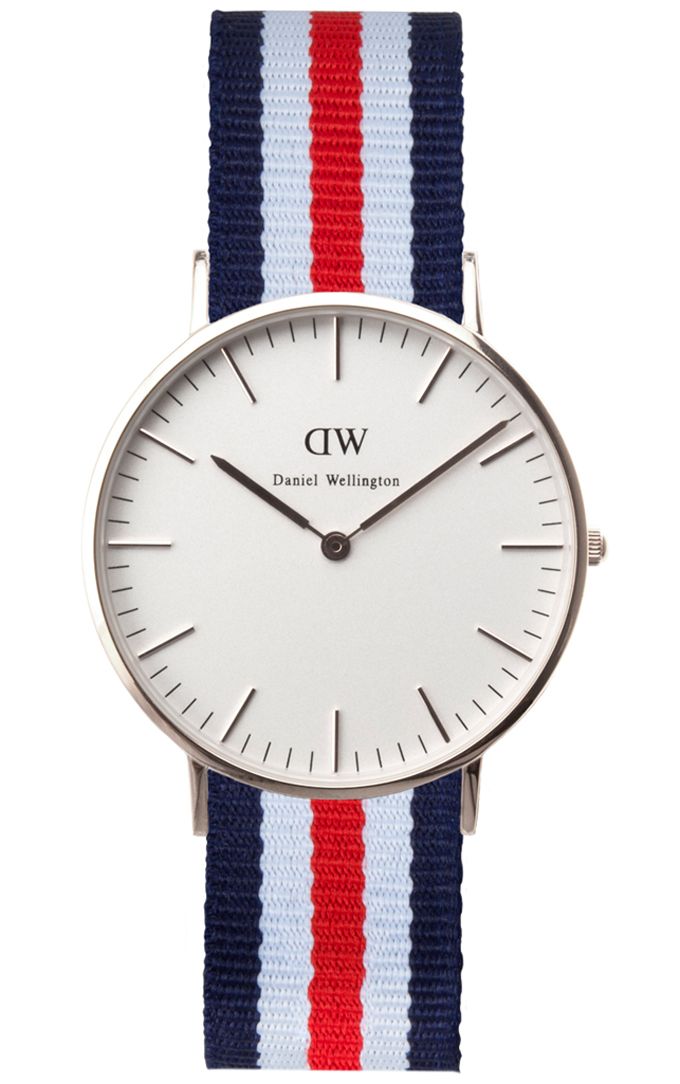 Sølvfarvet med 3-farvet nato-rem - Daniel Wellington Canterbury Sølvfarvet 0606DW