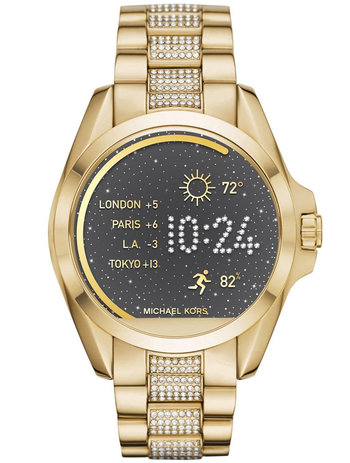Feminint smartwatch i guldfarvet med krystaller - Kors Access Smartwatch MKT5002
