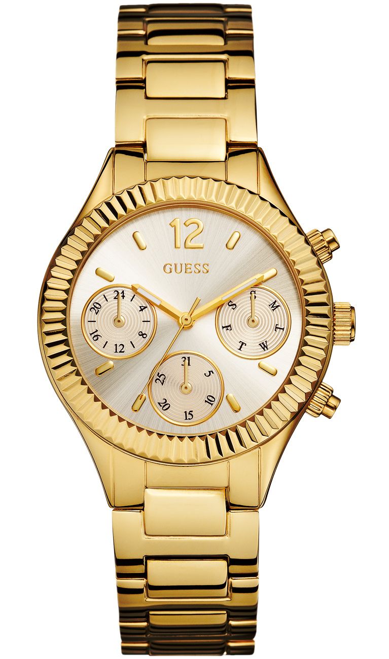 seng Orientalsk Lære Guldfarvet ur til kvinder fra Guess 2014 kollektionen - Guess Riviera  Guldfarvet W0323L2